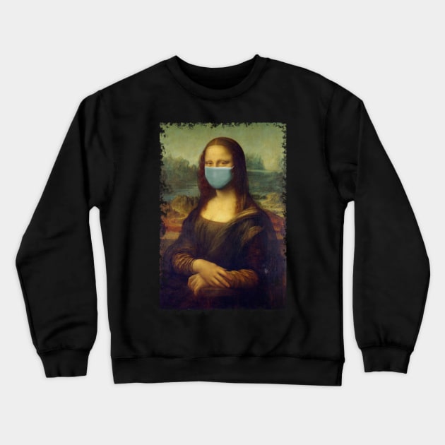 Mona Lisa Mask Coronavirus Crewneck Sweatshirt by Scar